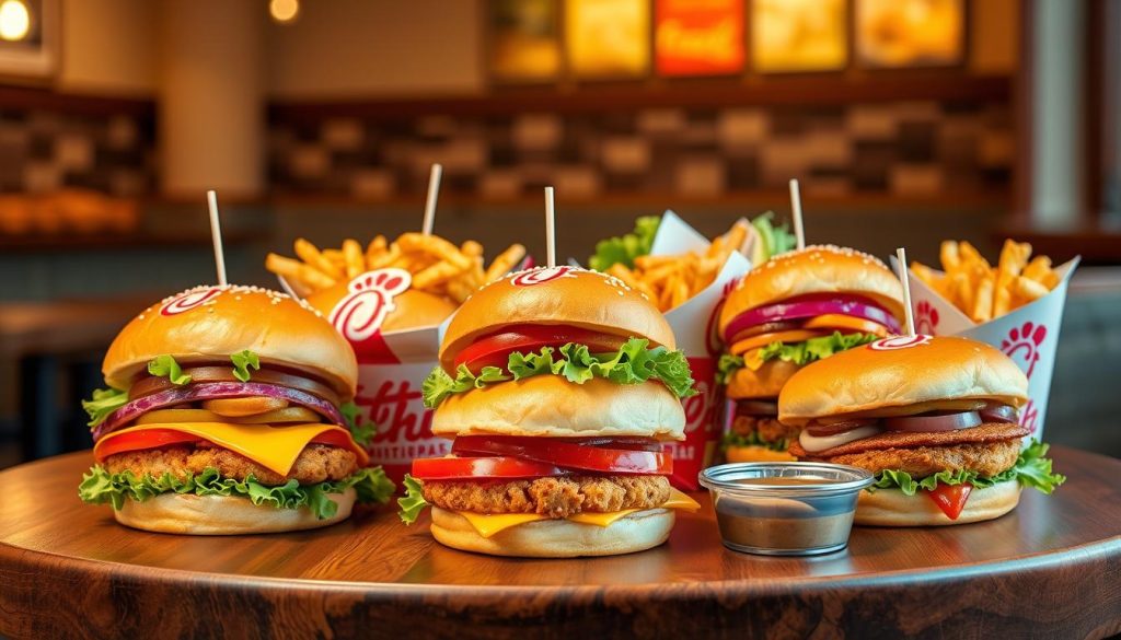 Chick fil a burger menu variety