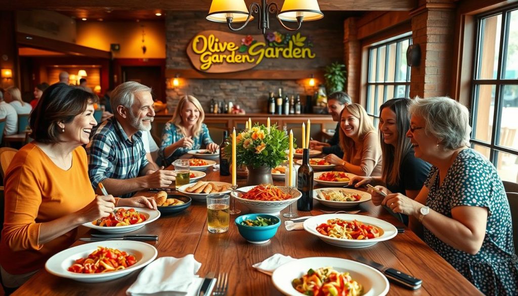 Family celebration dining at Olive Garden