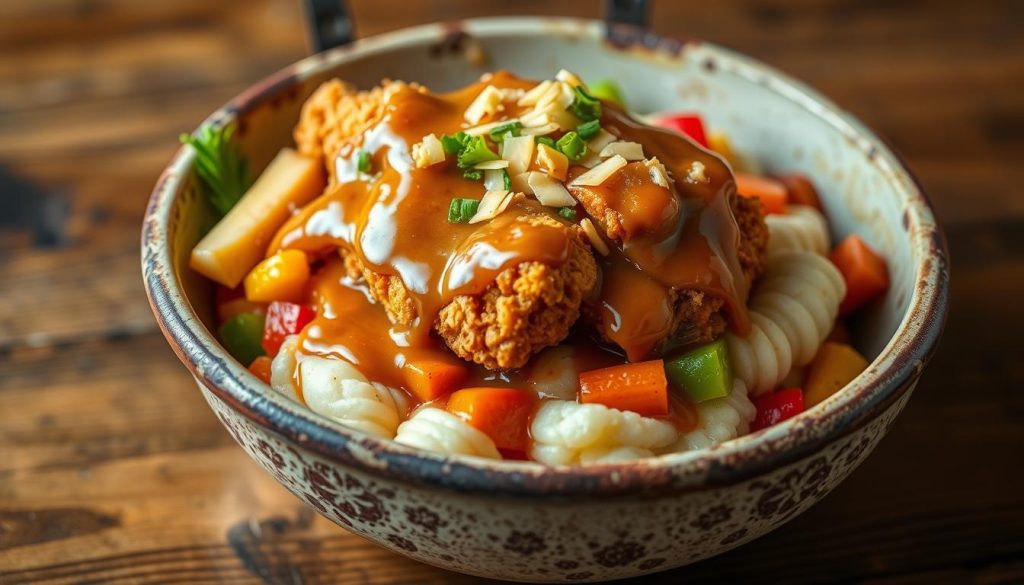 KFC bowl casserole with mashed potatoes