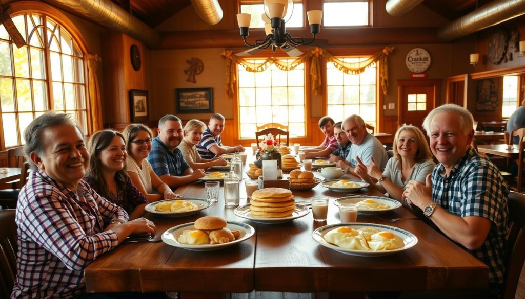 family dining at Cracker Barrel