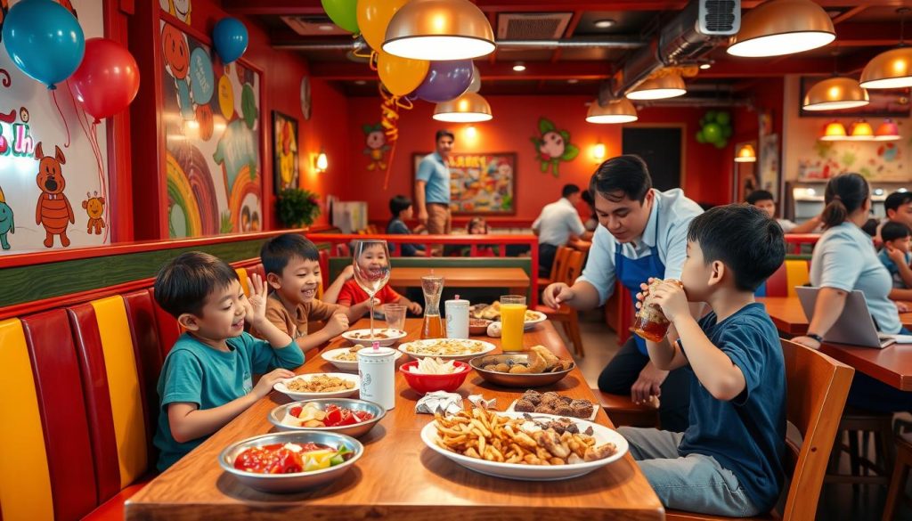 family dining experience at kid-friendly restaurant