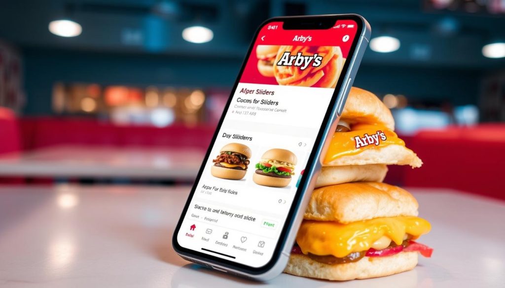 mobile app ordering Arby's sliders